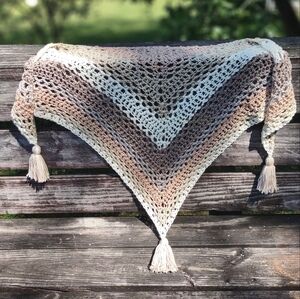 New large triangular scarf or shawl hand made